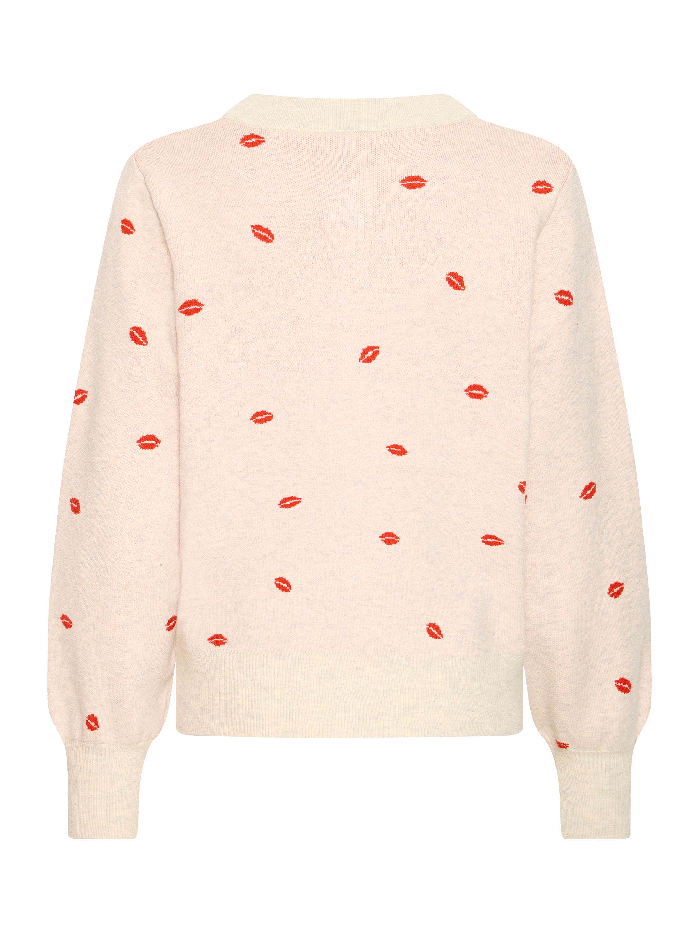 Product image 6 of 7, which shows ICHI Brielle Lips Cardigan, Oatmeal Melange, XS