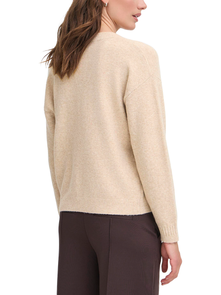 ICHI Dasila Tie Front V-Neck Cardigan - view 2, Oatmeal Melange
