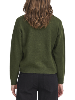 ICHI Dasila Tie Front V-Neck Cardigan - view 2, Rifle Green