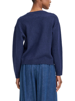 ICHI Dasila Tie Front V-Neck Cardigan - view 2, Patriot Blue