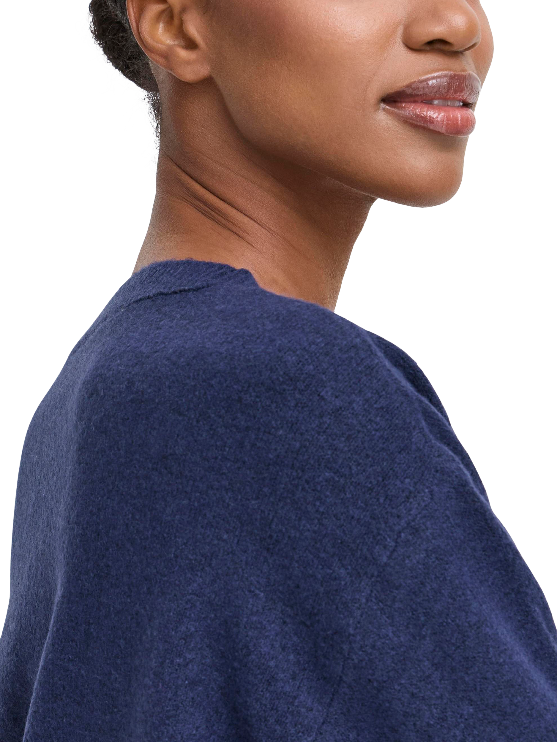 Product image 4 of 7, which shows ICHI Dasila Tie Front V-Neck Cardigan, Patriot Blue, XS