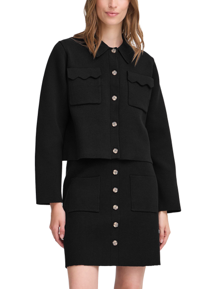 ICHI Ketty Pocket Detail Cardigan, Black, Black