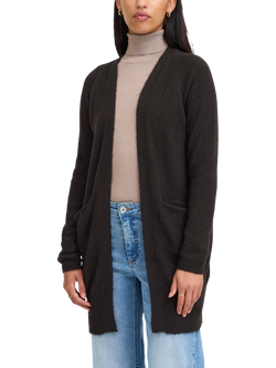 ICHI Kamara Open Neck Cardigan, Black, Black