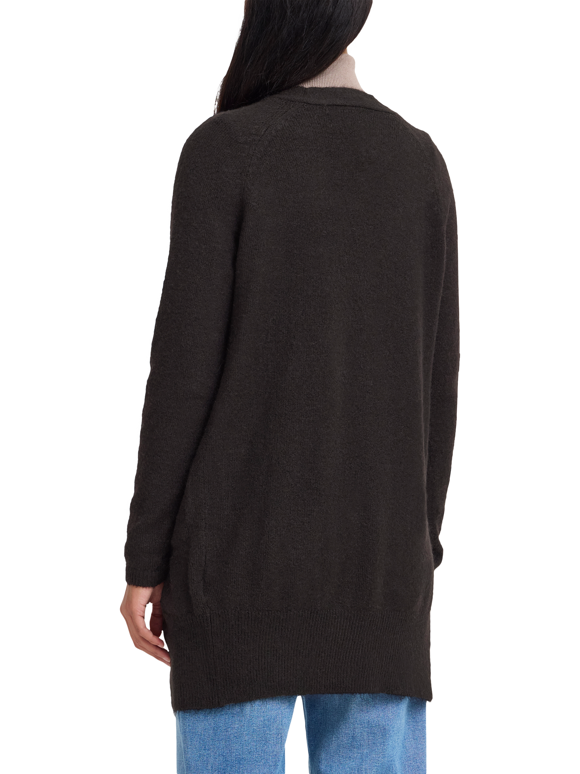 Product image 2 of 6, which shows ICHI Kamara Open Neck Cardigan, Black, XS