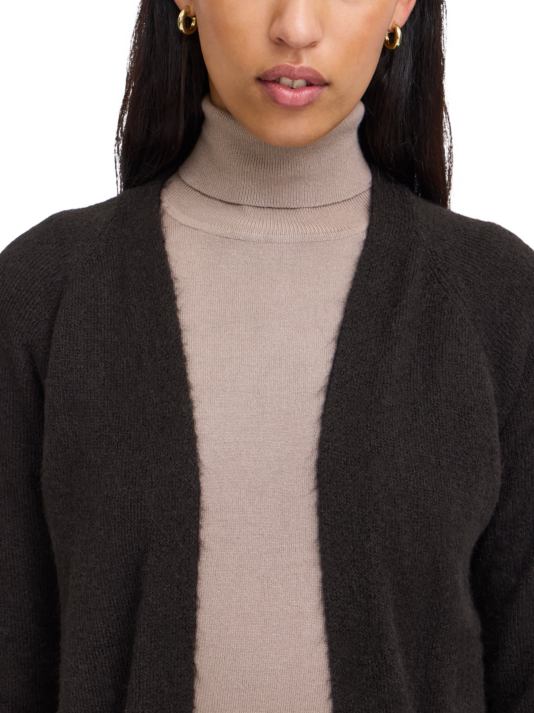Product image 3 of 6, which shows ICHI Kamara Open Neck Cardigan, Black, XS