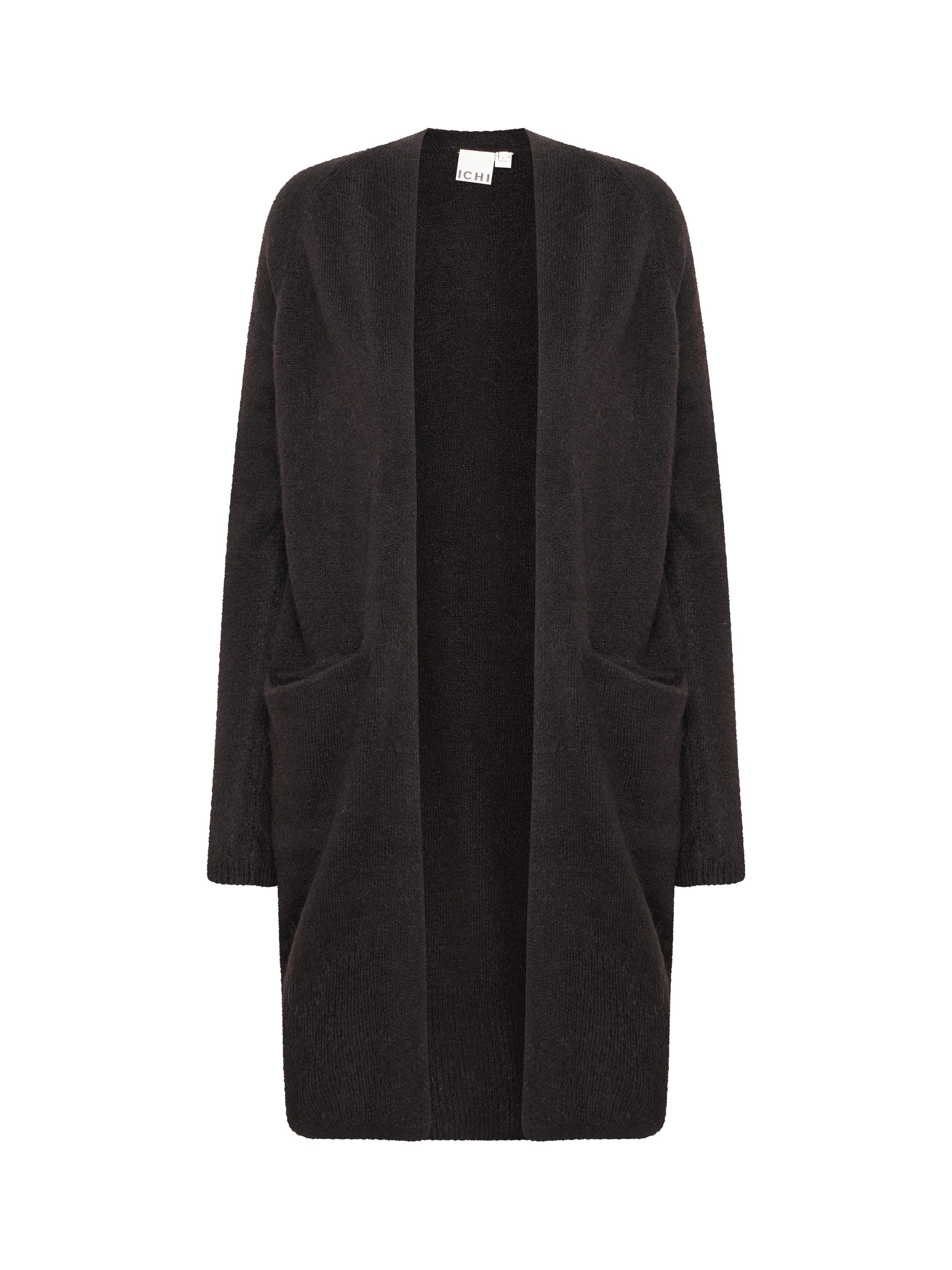 Product image 4 of 6, which shows ICHI Kamara Open Neck Cardigan, Black, XS