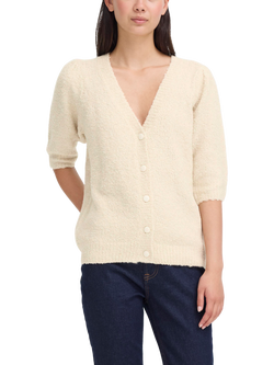 ICHI Loucle Three Quarter Sleeve Cardigan, Birch