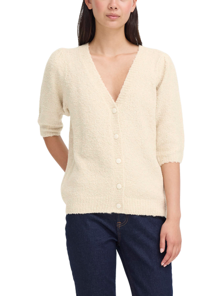 ICHI Loucle Three Quarter Sleeve Cardigan, Birch
