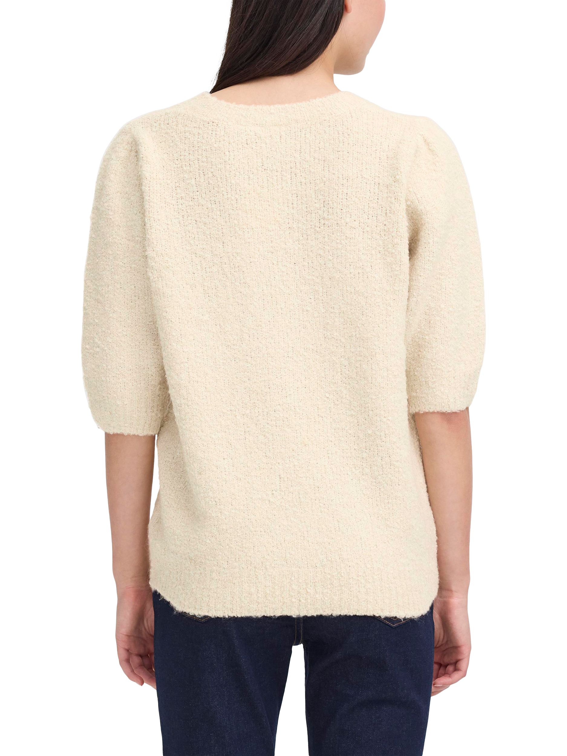 Product image 2 of 7, which shows ICHI Loucle Three Quarter Sleeve Cardigan, Birch, XS