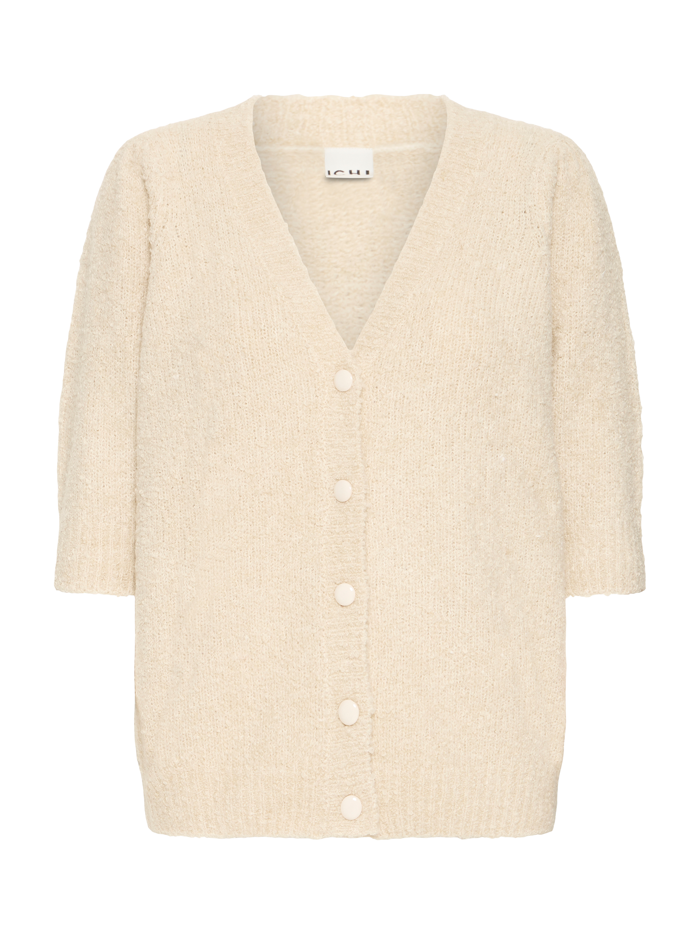 Product image 5 of 7, which shows ICHI Loucle Three Quarter Sleeve Cardigan, Birch, XS