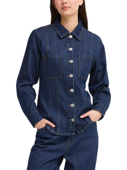 ICHI Berisel Long Sleeve Denim Jacket, Authentic Blue, Authentic Blue