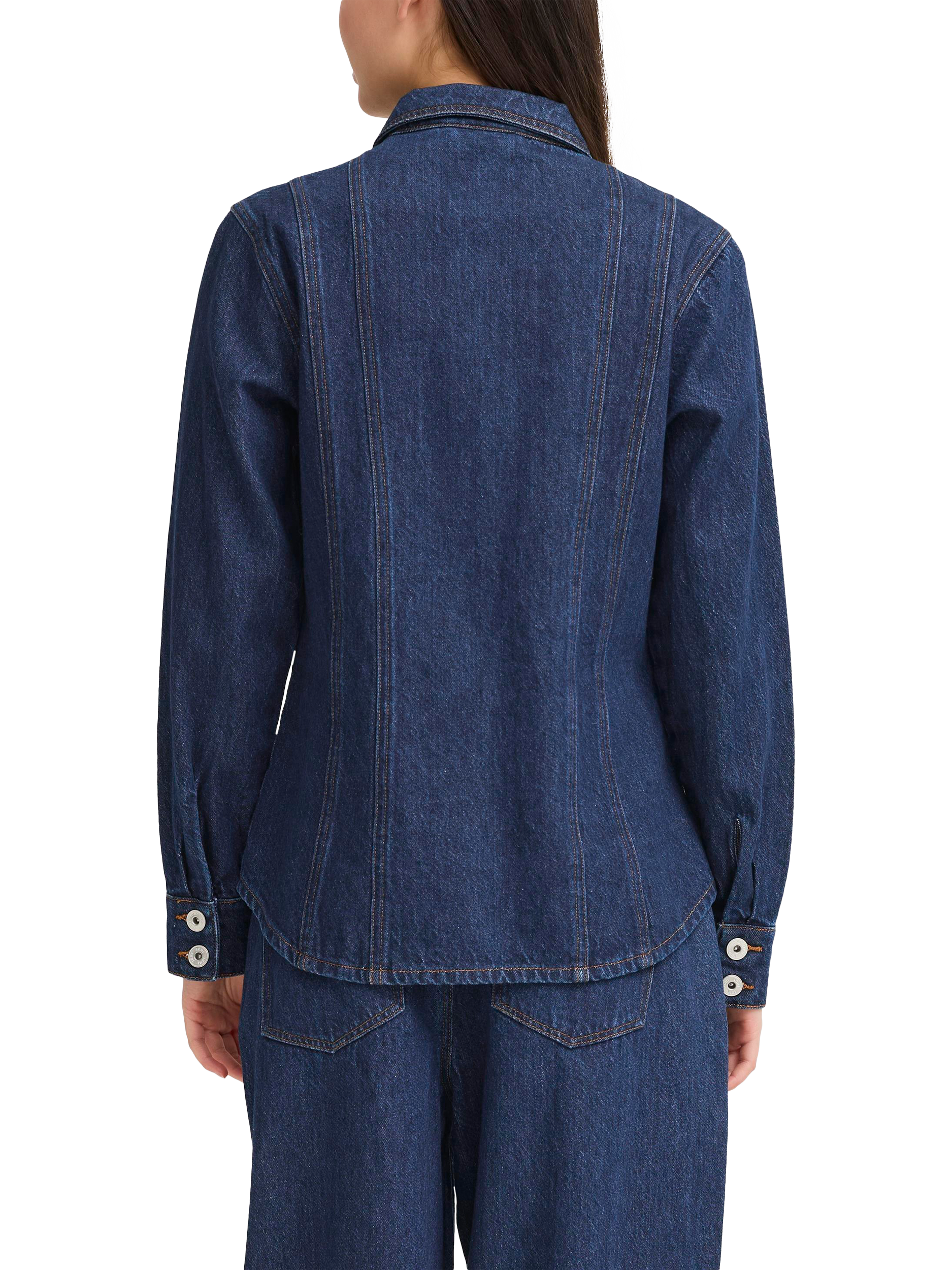 Product image 2 of 7, which shows ICHI Berisel Long Sleeve Denim Jacket, Authentic Blue, 8