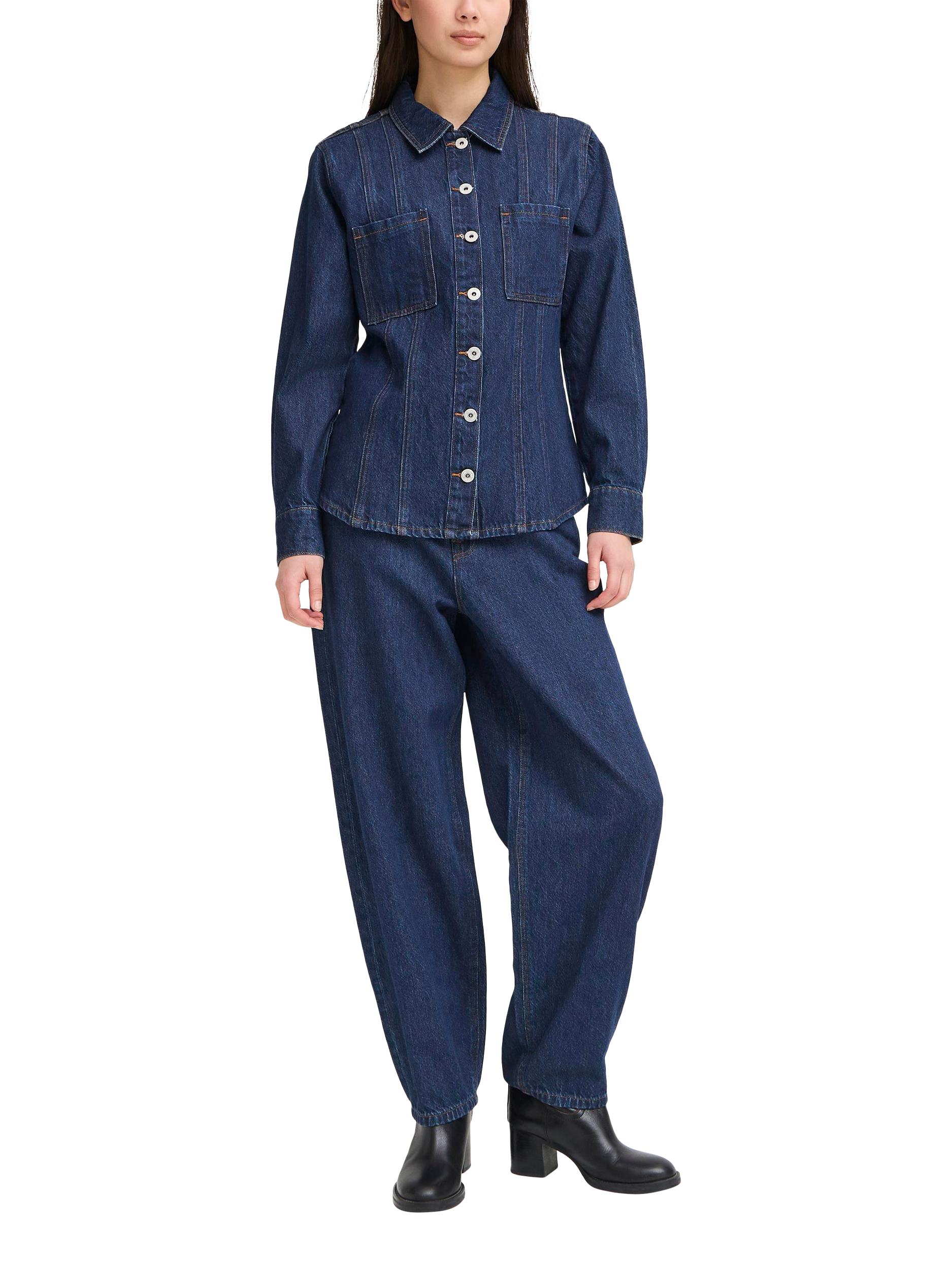 Product image 3 of 7, which shows ICHI Berisel Long Sleeve Denim Jacket, Authentic Blue, 8