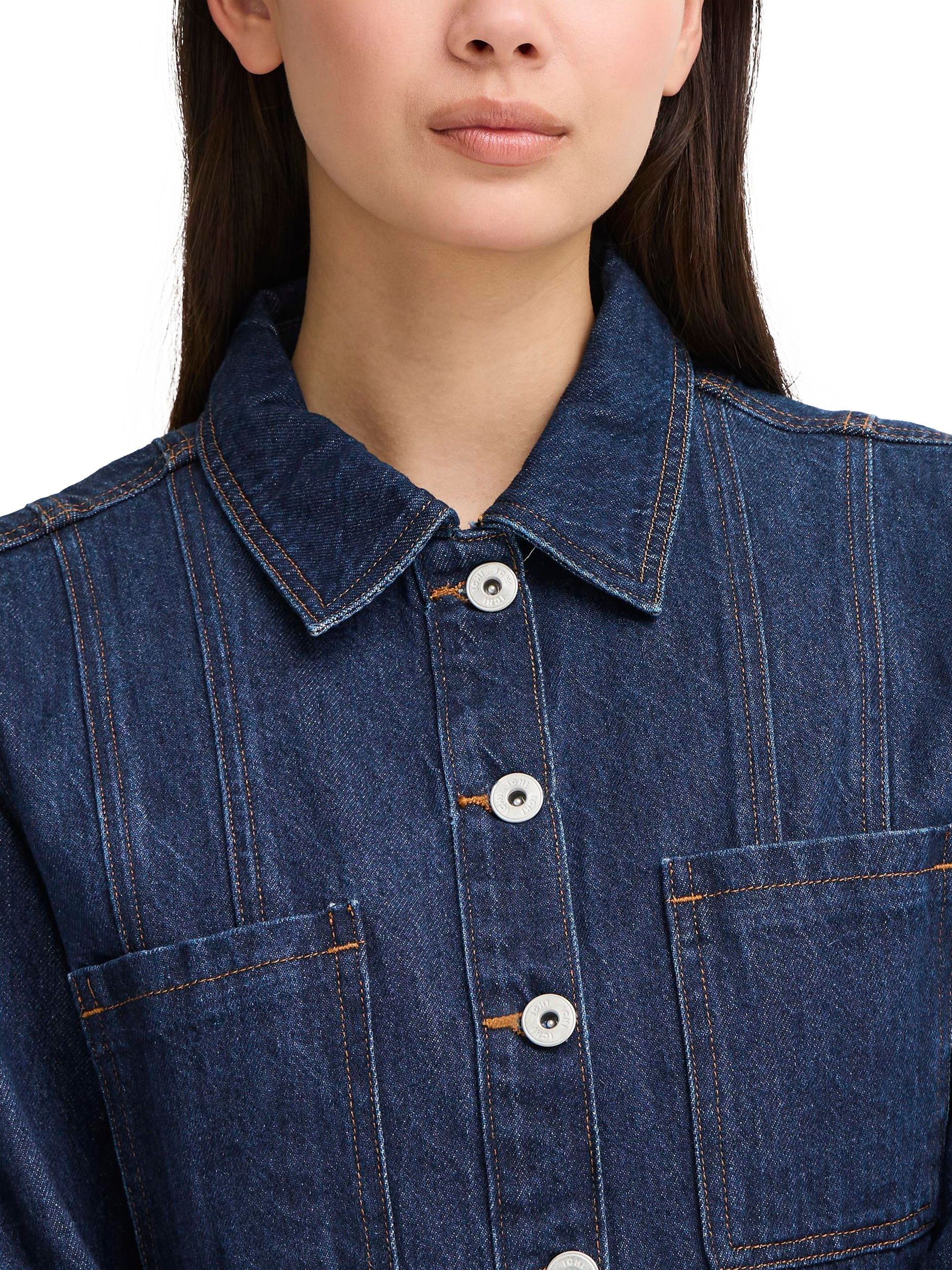 Product image 4 of 7, which shows ICHI Berisel Long Sleeve Denim Jacket, Authentic Blue, 8