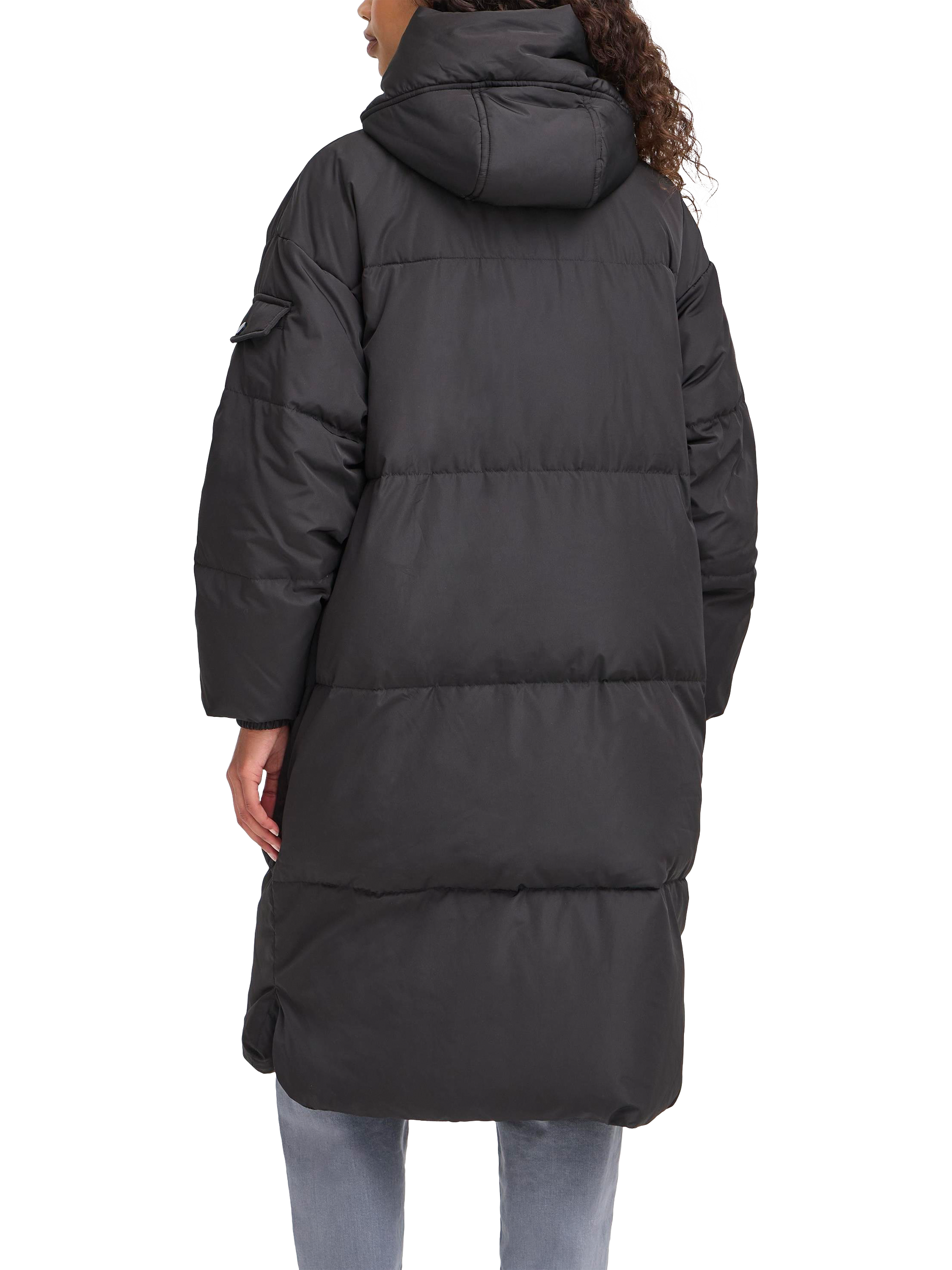 Product image 2 of 7, which shows ICHI Bunala Longline Hooded Puffer Jacket, Black, XS