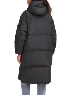 ICHI Bunala Longline Hooded Puffer Jacket, Black - view 2, Black