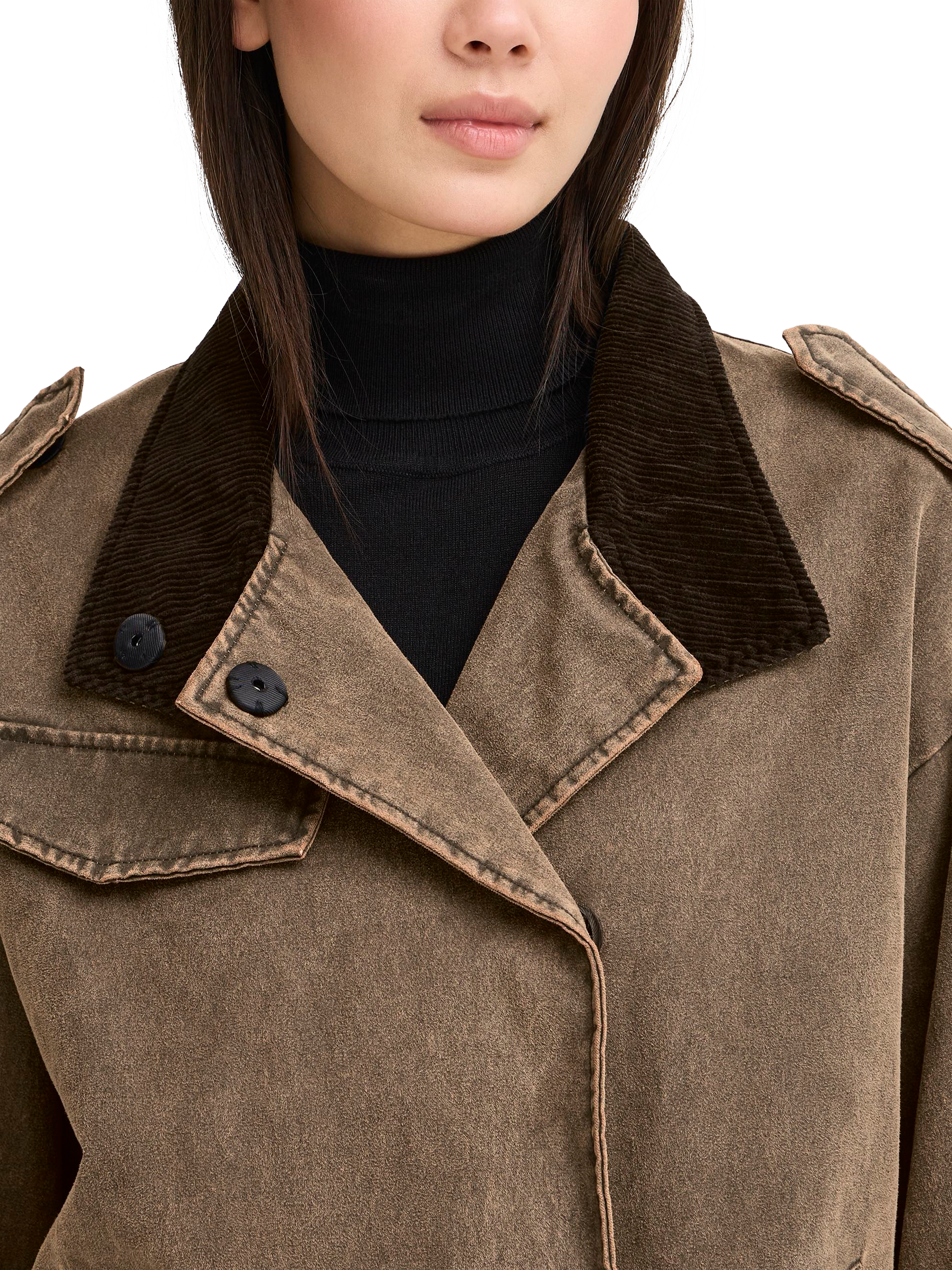Product image 4 of 7, which shows ICHI Fazola Padded Jacket, Washed Brown, 10