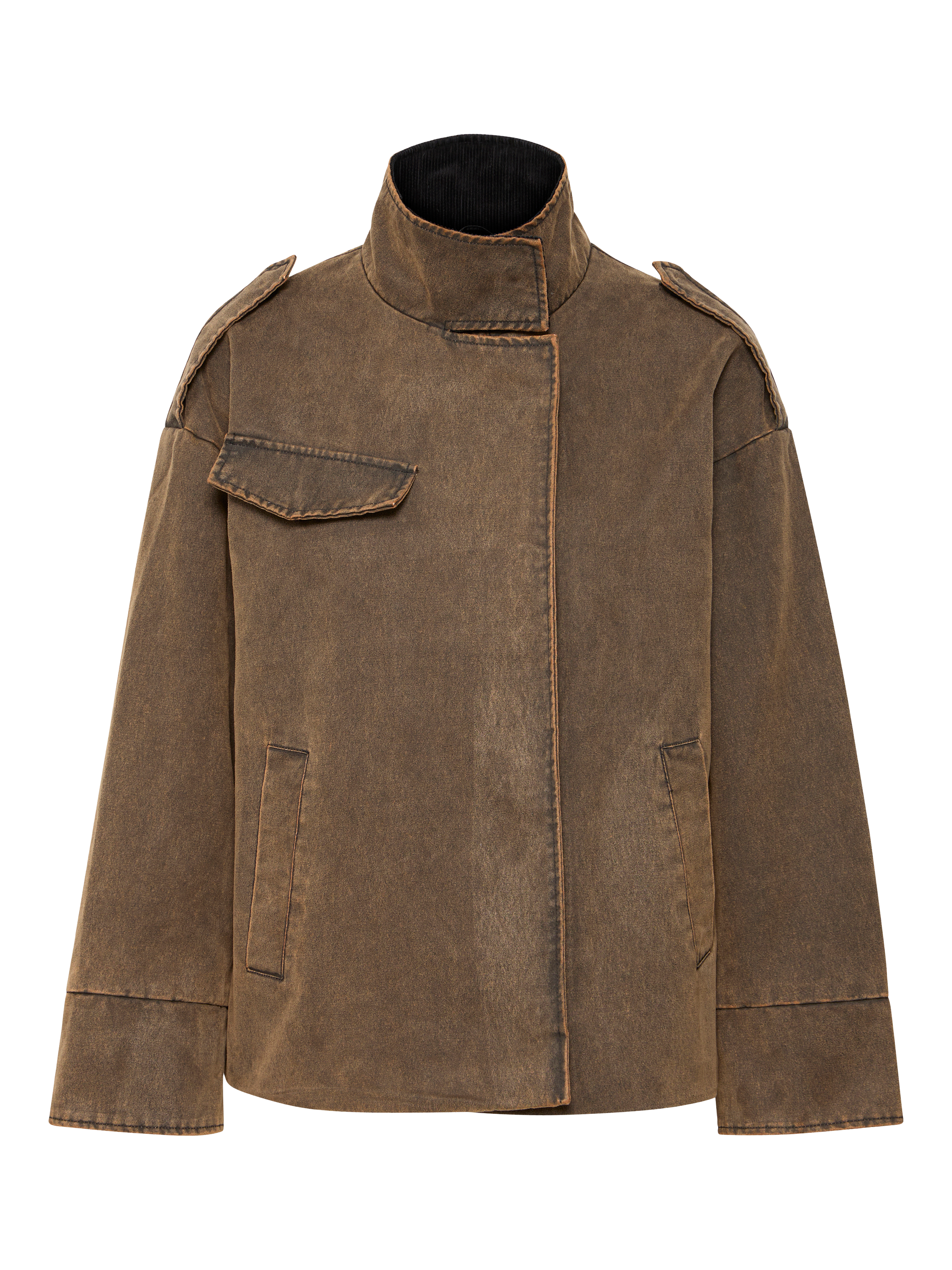 Product image 5 of 7, which shows ICHI Fazola Padded Jacket, Washed Brown, 10