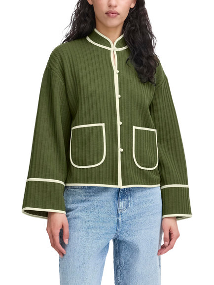 ICHI Kate Quilted Long Sleeve Jacket, Rifle Green