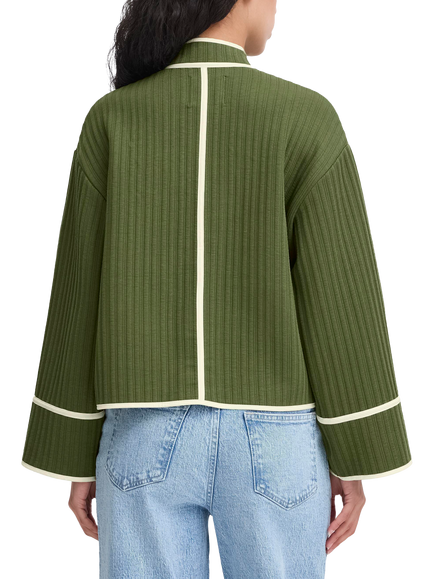 ICHI Kate Quilted Long Sleeve Jacket - view 2, Rifle Green