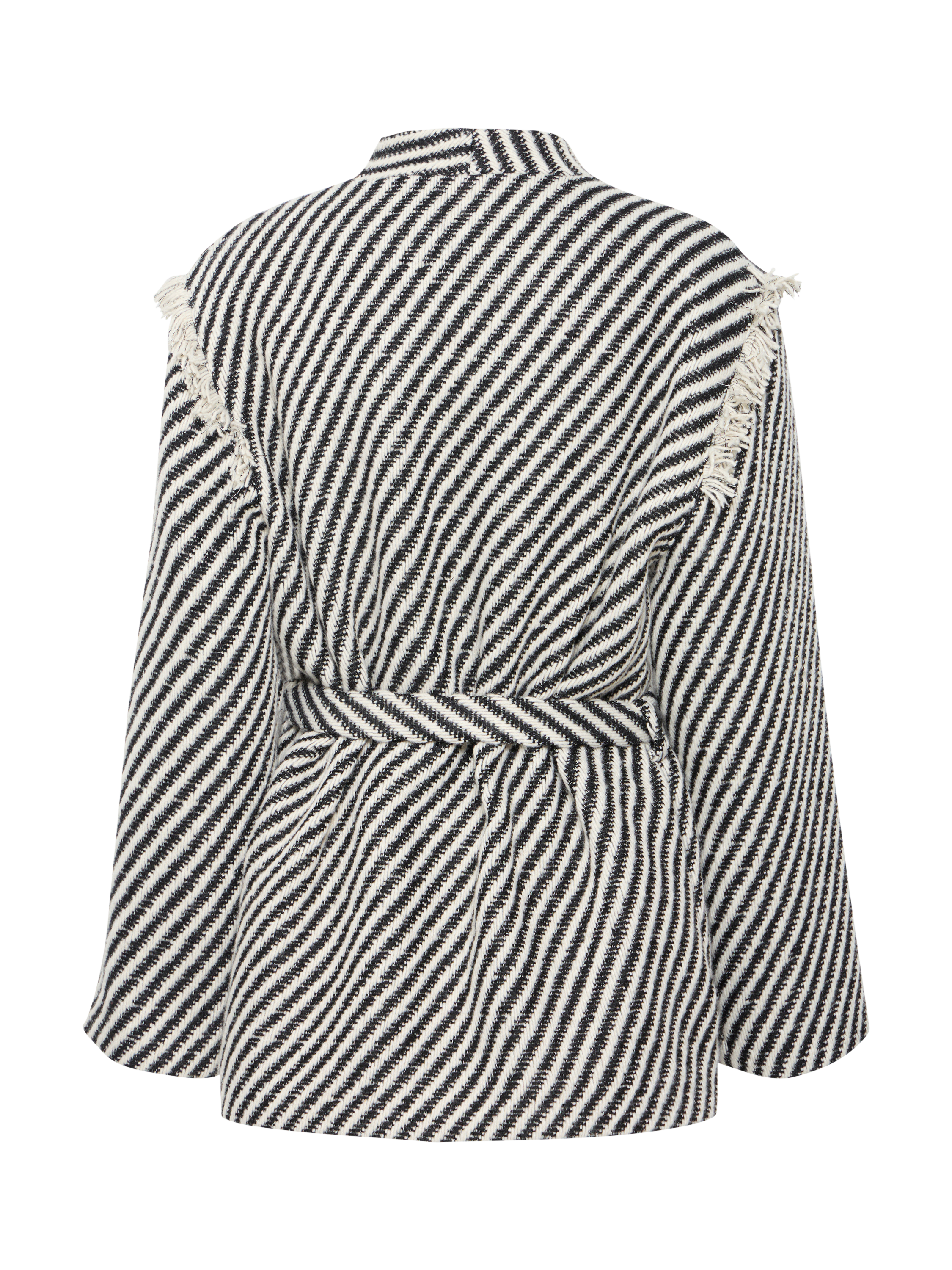 Product image 6 of 7, which shows ICHI Ihsokata Ja Stripe Long Sleeve V Neck Jacket, Black/White, 8