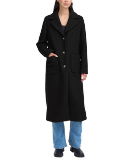 ICHI Stipa Longline Wool Blend Coat, Black