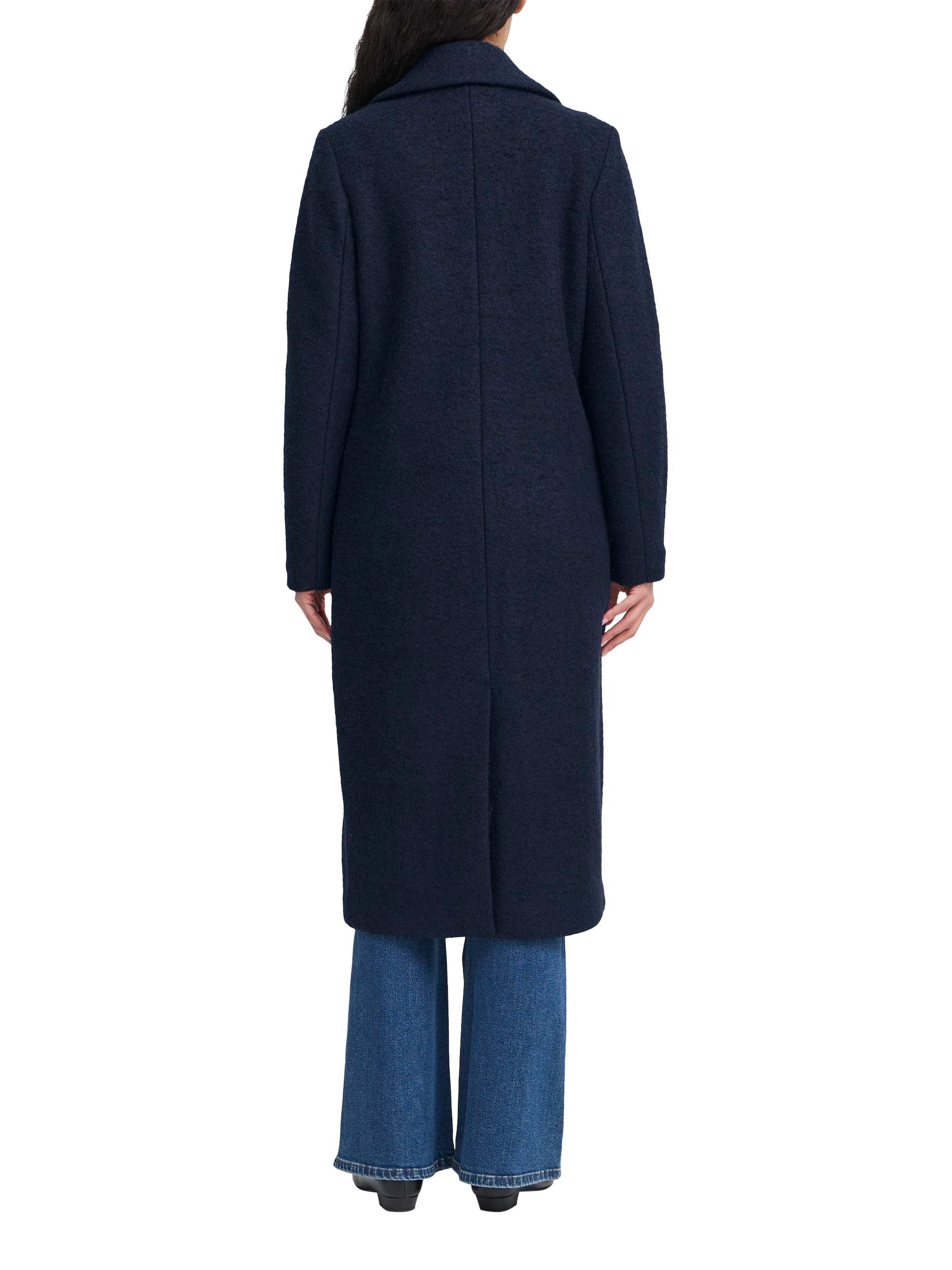 Product image 2 of 4, which shows ICHI Stipa Longline Wool Blend Coat, Dark Navy, 8