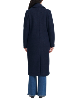 ICHI Stipa Longline Wool Blend Coat - view 2, Dark Navy