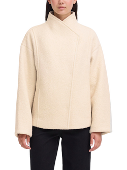 ICHI Stipa Wrap Neck Wool Blend Jacket, Almond Milk, Almond Milk