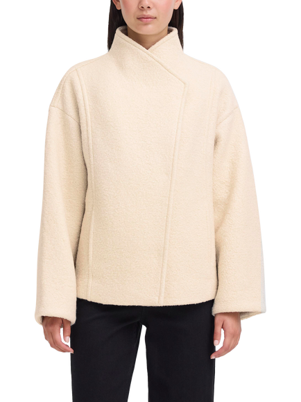 ICHI Stipa Wrap Neck Wool Blend Jacket, Almond Milk, Almond Milk