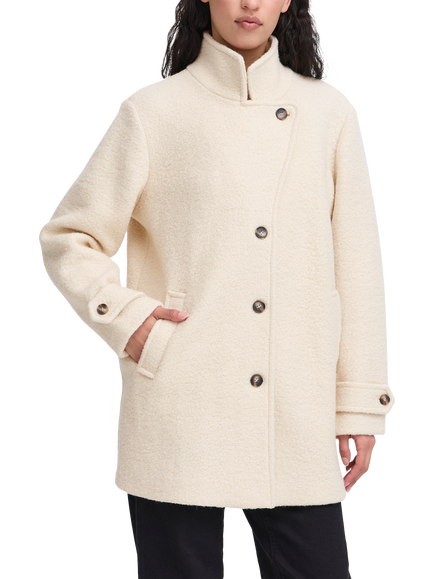 ICHI Stipa Textured Wool Blend Jacket, Almond Milk, Almond Milk