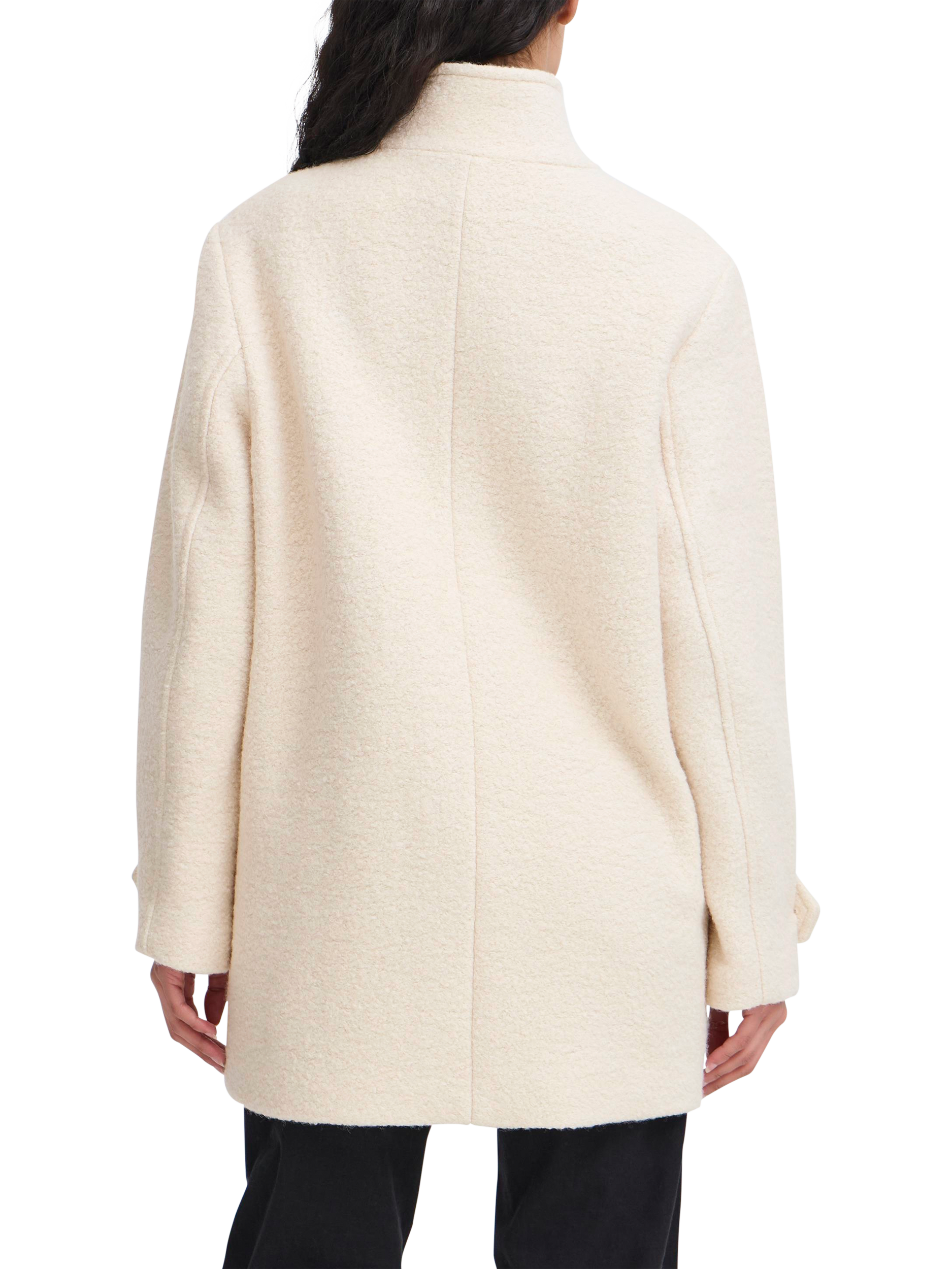 Product image 2 of 7, which shows ICHI Stipa Textured Wool Blend Jacket, Almond Milk, 8