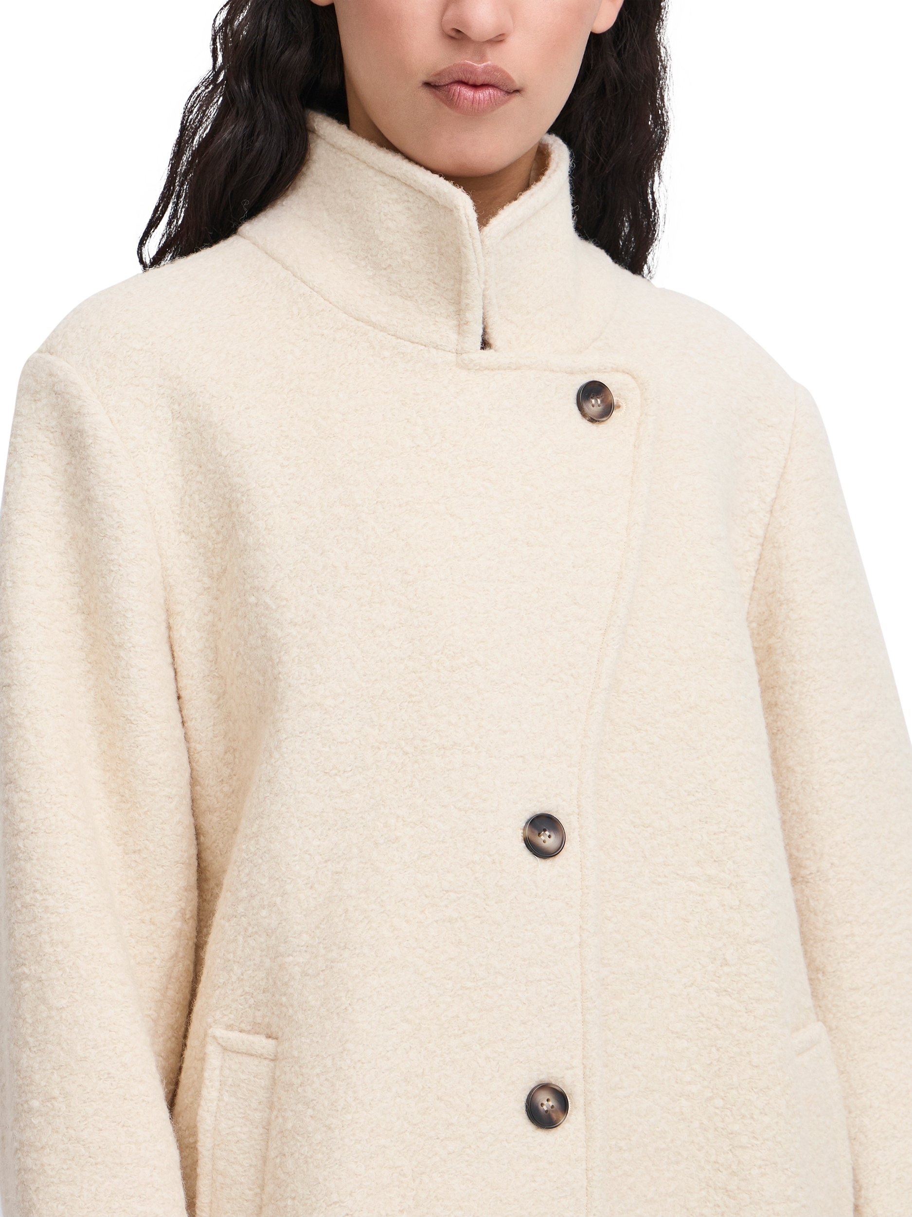 Product image 4 of 7, which shows ICHI Stipa Textured Wool Blend Jacket, Almond Milk, 8