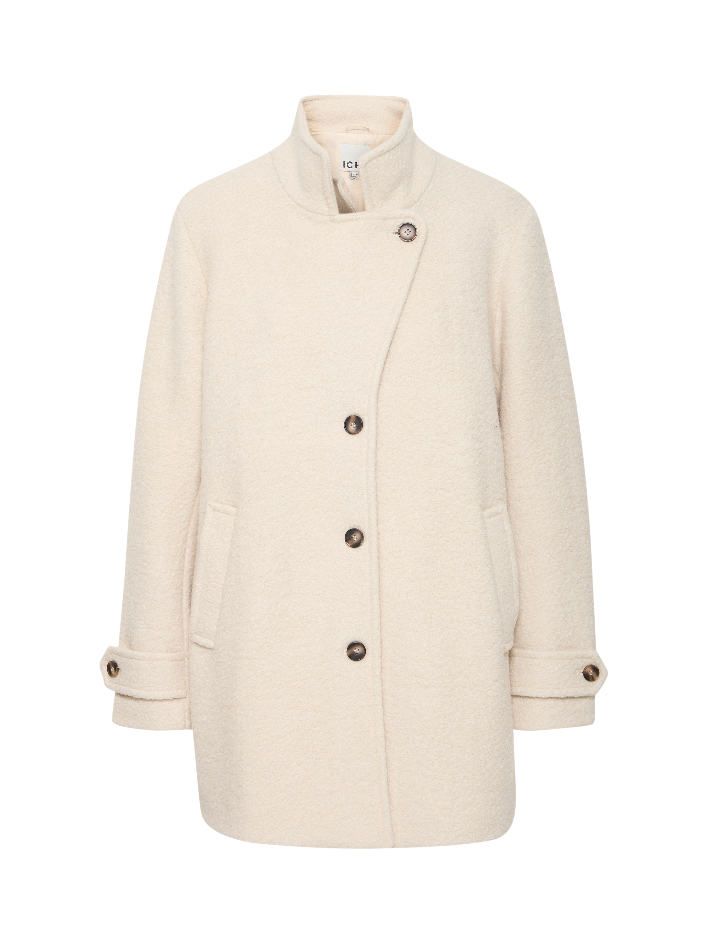 Product image 5 of 7, which shows ICHI Stipa Textured Wool Blend Jacket, Almond Milk, 8
