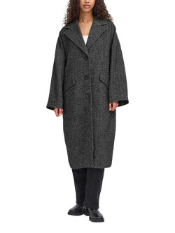 ICHI Emmalu Herringbone Coat, Black, Black