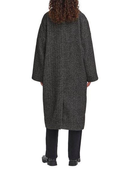 ICHI Emmalu Herringbone Coat, Black - view 2, Black