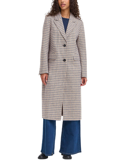 ICHI Emmalu Check Coat, Dark Navy/Multi, Dark Navy/Multi
