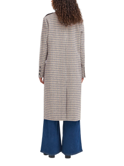 ICHI Emmalu Check Coat, Dark Navy/Multi - view 2, Dark Navy/Multi