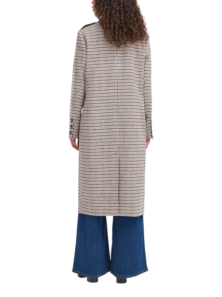 ICHI Emmalu Check Coat, Dark Navy/Multi - view 2, Dark Navy/Multi