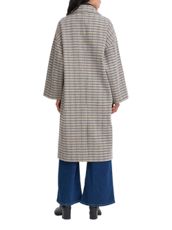 ICHI Emmalu Check Kimono Sleeve Coat, Dark Navy/Multi - view 2, Dark Navy/Multi