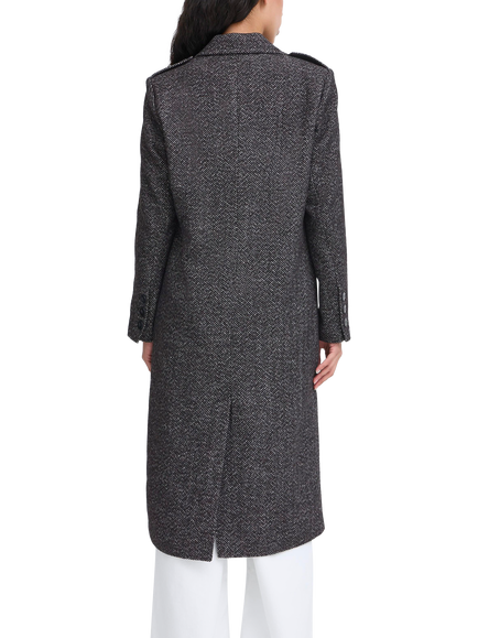 ICHI Emmalu Herringbone Coat, Black/Multi - view 2, Black/Multi