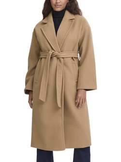 ICHI Jannet Belted Overcoat, Tiger's Eye