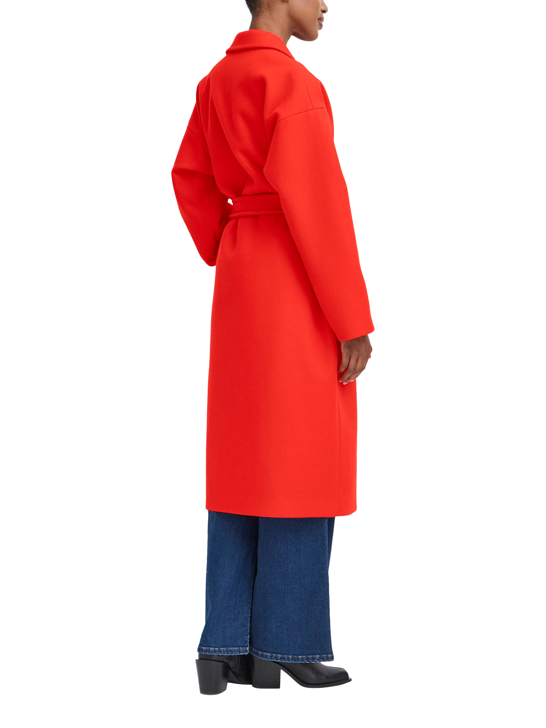 Product image 2 of 7, which shows ICHI Jannet Belted Overcoat, Fiery Red, 8