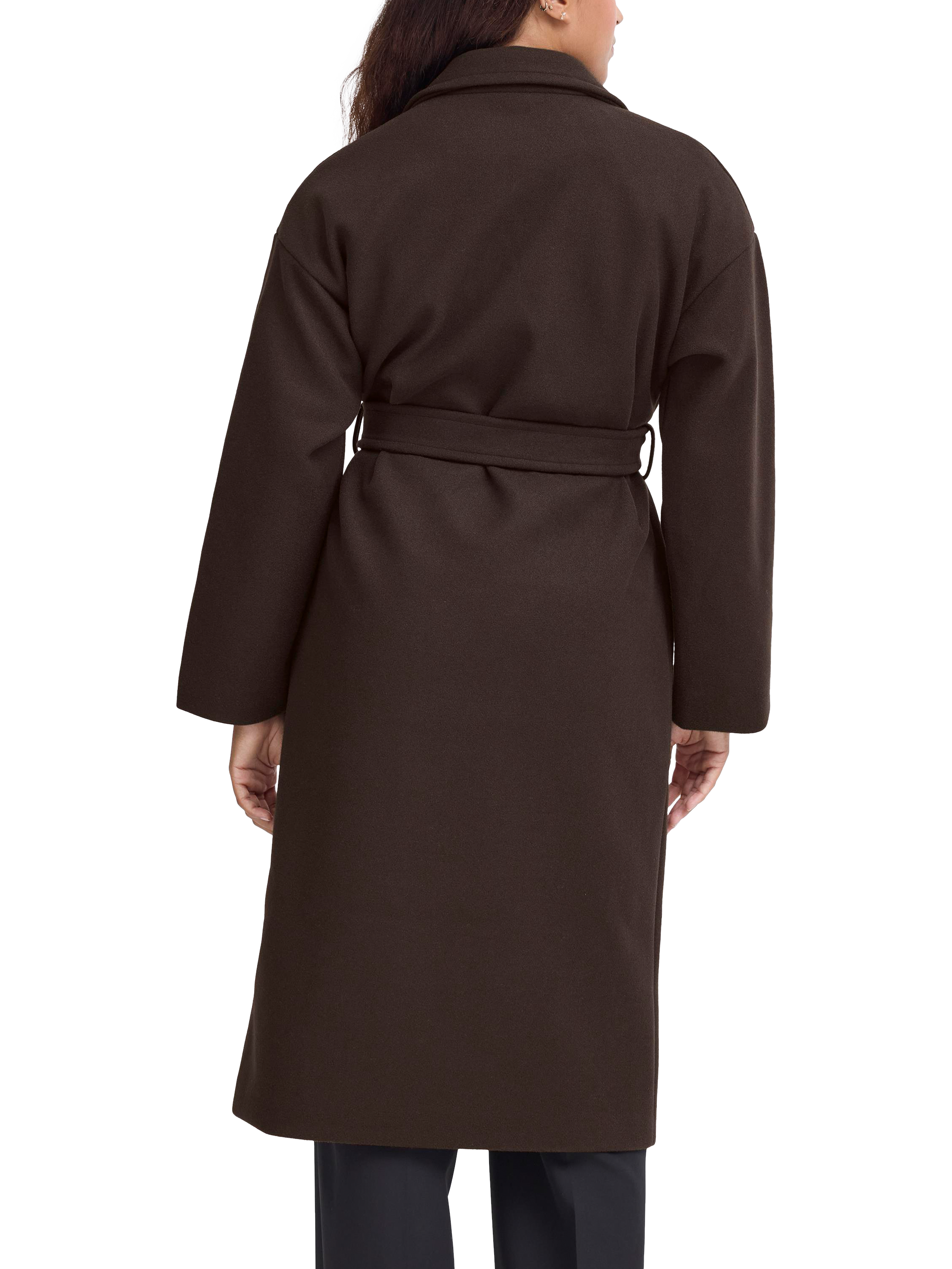 Product image 2 of 7, which shows ICHI Jannet Belted Overcoat, Chocolate Torte, 8