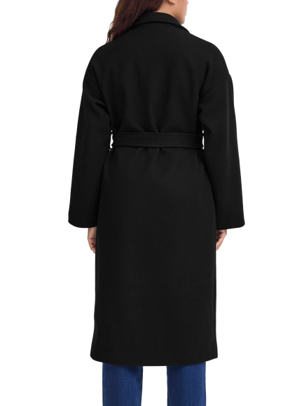 ICHI Jannet Belted Overcoat - view 2, Black