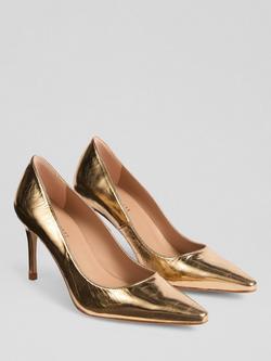 L.K.Bennett Floret Pointed Toe Court Shoes, Gold - view 2, Gold