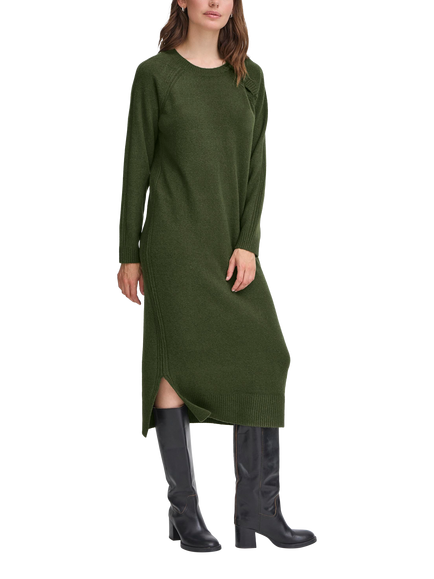 ICHI Dasila Shoulder Detail Jumper Dress, Rifle Green