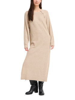 ICHI Dasila Shoulder Detail Jumper Dress, Oatmeal Melange