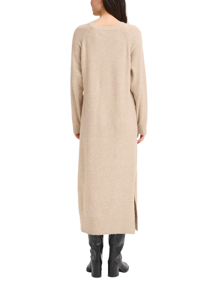 ICHI Dasila Shoulder Detail Jumper Dress - view 2, Oatmeal Melange