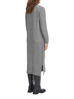 ICHI Dasila Shoulder Detail Jumper Dress - view 2, Dark Grey Melange